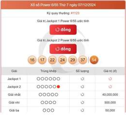 ảnh chụp màn hình xổ số vietlott ngày 5 tháng 12