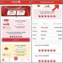 giao diện app số xổ vietlott hôm qua