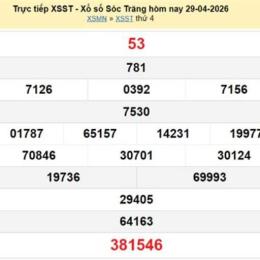 kết quả xổ số sóc trăng ngày 29 tháng 04