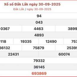 xổ số đài đắk lắk 30 ngày