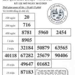 xổ số vũng tàu 30 ngày gần đây